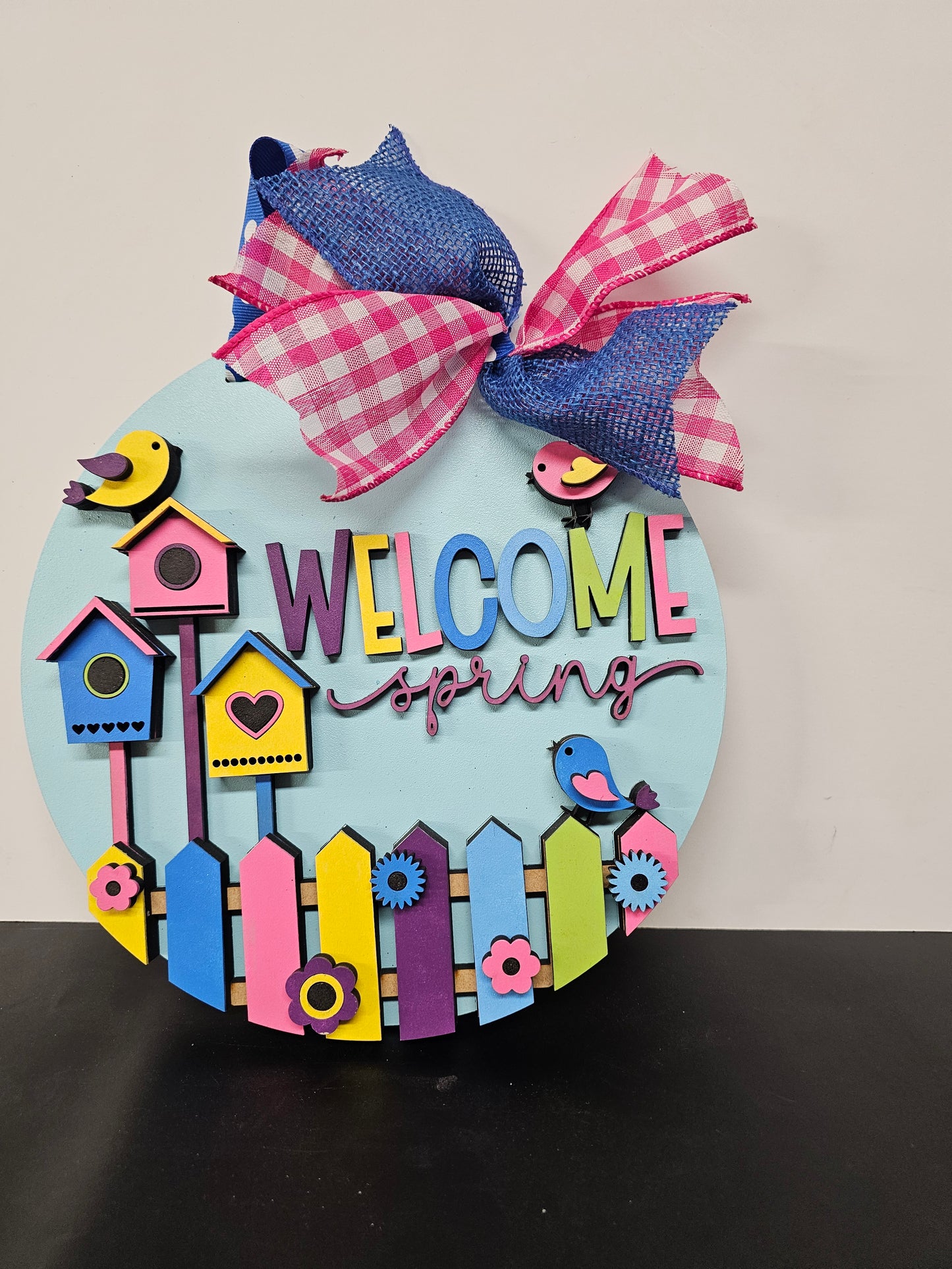 Welcome spring bird house 10 inch sign