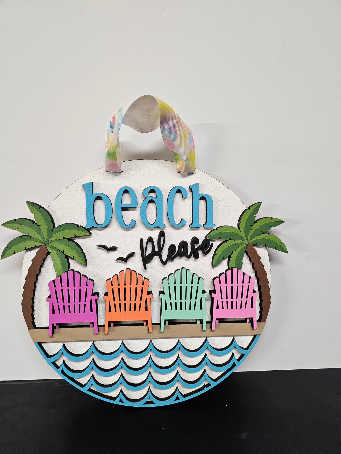Beach Please 10in round sign