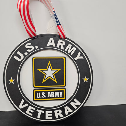 Army Veteran round 10 hanging sign