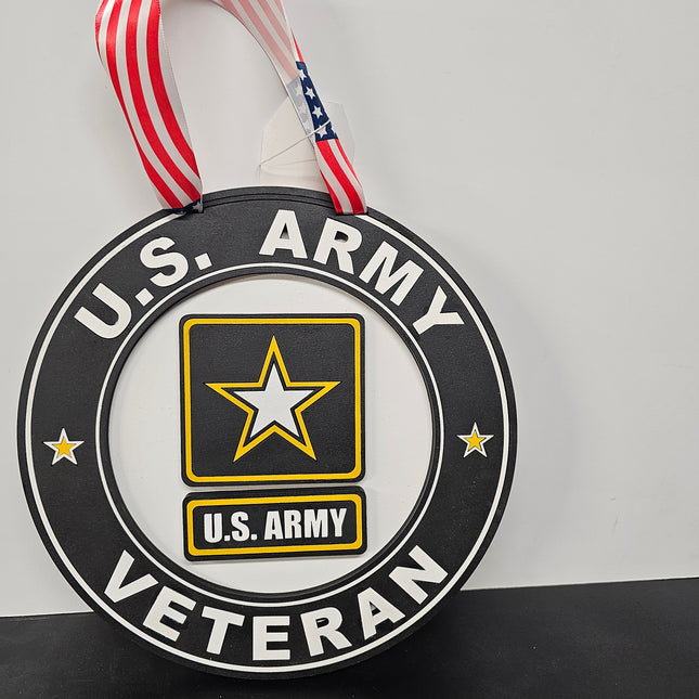 Army Veteran round 10 hanging sign