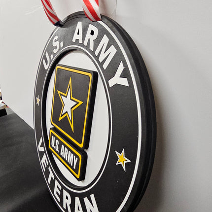 Army Veteran round 10 hanging sign