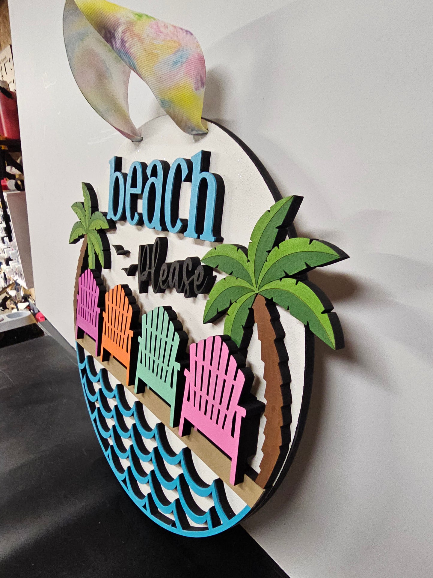 Beach Please 10in round sign