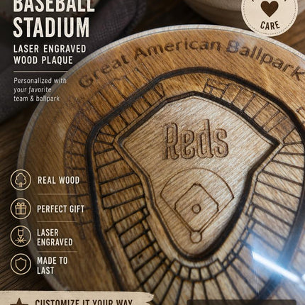Cincinnati Reds American Ballpark Coasters | Laser Engraved Wood Stadium Set
