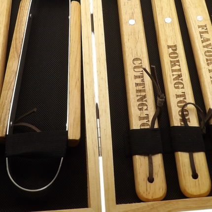 Grill Master BBQ Tool Set – Custom Engraved Wooden Box