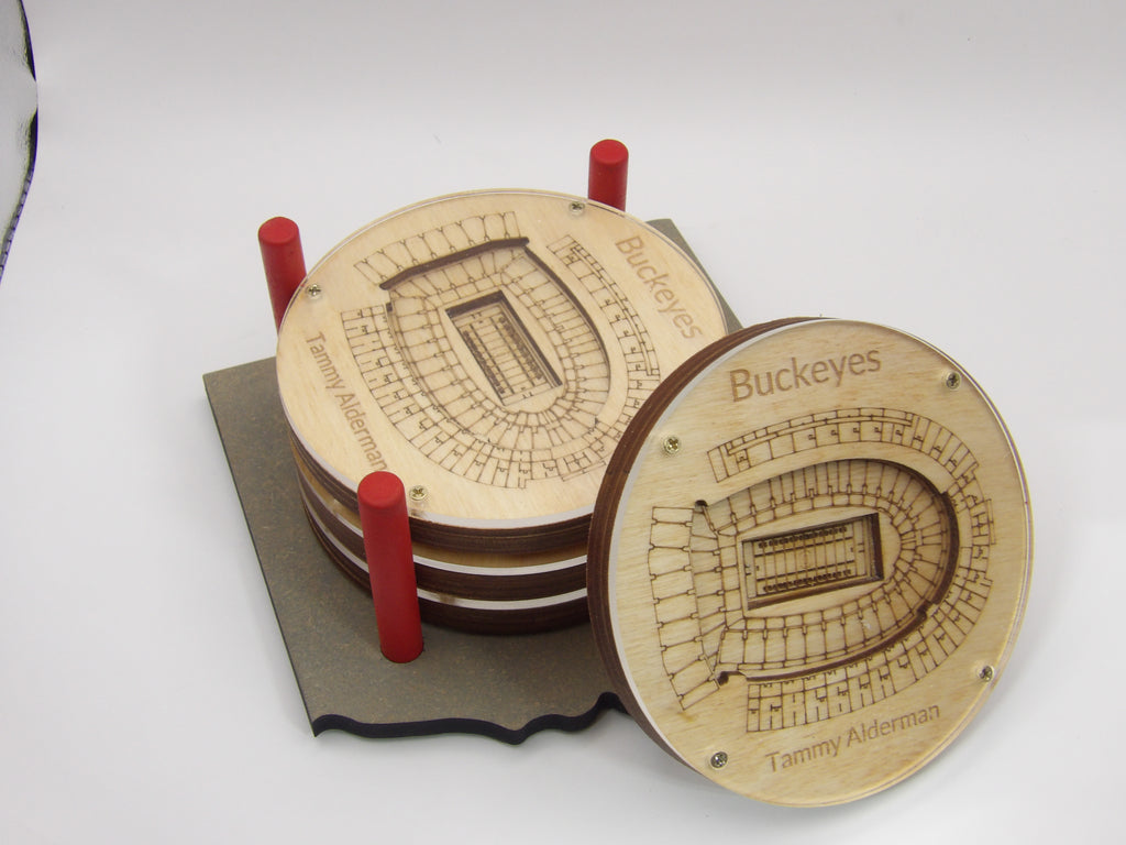 Buckeye 3d coaster set with holder